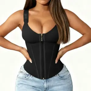 Faja Shapewear Waist Trainer Corset for Women Tummy Control Sport Workout Body Shaper Vest for Women Postpartum Gym Zipper and Hooks basic full body wear Full-Figure Shapewear