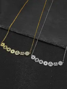 Yoga 7 Chakra Pendant Necklace For Women Girls Stainless Steel Silver Color Hollow Healing Spirit Chain Amulet Gifts