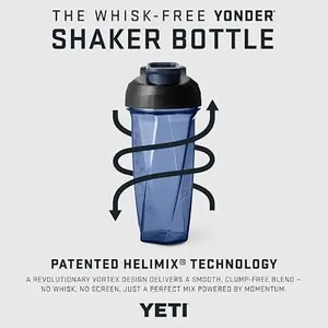 Yonder Helimix Vortex Blender Shaker Bottle Holds up to 20oz | No Blending Ball or Whisk | USA Made | Portable Pre Workout Whey Protein Drink Shaker Cup | Dishwasher Safe, Charcoal