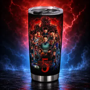 1 Pc 20oz Stranger Things Upside Down Slant Tumbler, Insulated Mug With Leak-Proof Lid, TikTok Viral Fan Gift, Double Wall Cup For Coffee, Office, Gym, Travel