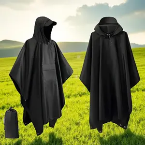 3-in-1 Military Raincoat - Waterproof Hooded Poncho for Motorcycle Camping Hiking Lightweight Packable Rainwear​