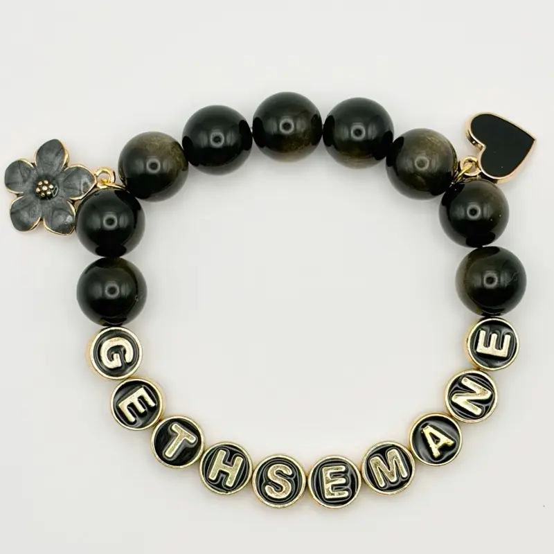 ST song inspired bracelet black and gold obsidian natural stone beads