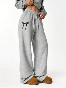Tween Girls Basic Casual Loose Sweatpants, Butterfly Print Y2K Relaxed Fit Wide Leg Trousers, Warm for Autumn/winter