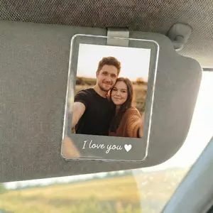 Personalized Couple Photo Car Visor Clip – Drive Safe I Love You, Custom Photo Gift for Boyfriend Husband, Anniversary Gift, Drive Safe Gift
