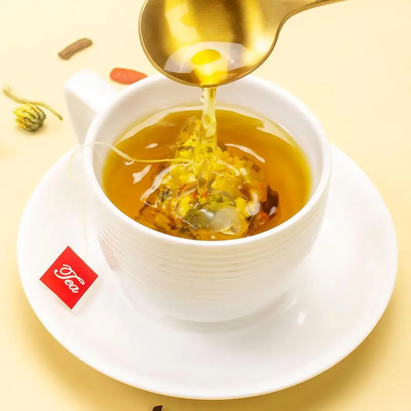 Non-Caffeinated Liver Detox Chrysanthemum Dry Tea Bags - 8.8oz, 50 Ultrasonic Packets, Pure Herb Blend (Cassia Seeds, Honeysuckle, Chinese Wolfberry, Sweet-Scented Osmanthus, Burdock Root), Ready-to-Mix Sweet Aroma Natural Chinese Herbal Beverage, Herbal,