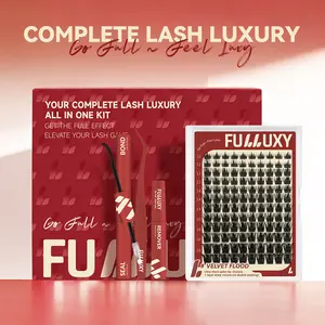 Fulluxy Velvet Flood | Signature Spike Lashes No Stacking Needed Fluffy, Long-Lasting & Easy DIY | Complete Set with Glue Remover & Tweezer for Beginners | One Layer = Bold, Luxe Volume