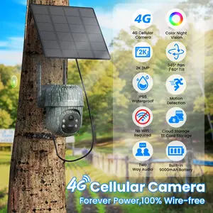 Wansview 4G LTE Cellular Security Camera, No WiFi Needed Outdoor Camera with 5W Solar Panel, 2K 360° Color Night Vision, PIR Human Detection, Two-Way Audio, TF Card Storage, Works with Alexa, SIM Card Included, B6 4G