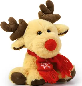 MaoGoLan 9" Christmas Reindeer Stuffed Animal Rudolph, christmas gifts Red Nosed Reindeer Stuffed Animal Cute Reindeer Plush Toys for Kids, Moose Plush Gifts for Boys, Girls, Grandchildren, GF, BF