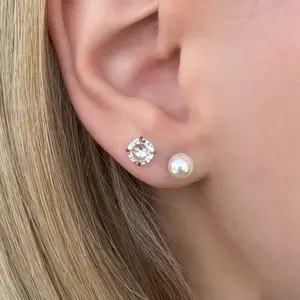 EVRY JEWELS Gold or Silver Plated Women's Timeless Babe Flat Back 2 Piece Earring Set Gold