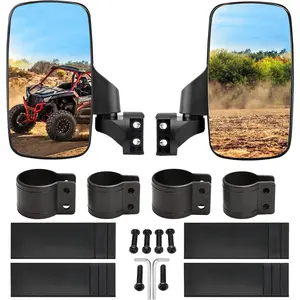 2025 Upgraded Adjustable Pair UTV Side Mirror Set 1.75 or 2inch Roll Bar Cage, Universal UTV Side View Mirrors High Impact(Pack of 2)