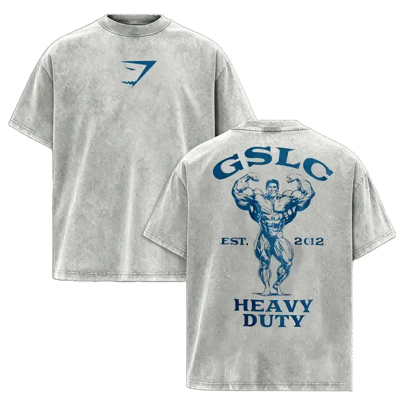 Men's Vintage Washed 100% Cotton Short Sleeve Relaxed Loose Fit Gym T-Shirt - Bodybuilding Graphic, Heavy Duty Fitness Workout Top, All Seasons Streetwear Crewneck, 2XL, Ideal Menswear Gift, 3Xl, Clothes, Casual, Cold Wash, Crew Neck, Loose-Fitting, Male