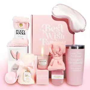 Birthday Gifts for Women, Thinking of You Gift Basket, Get Well Gifts for Women, Unique Self Care Package Relaxing Spa Gift Set, Valentines Day Gifts Idea for Her, Girlfriend Sister, Best Friend, Pink