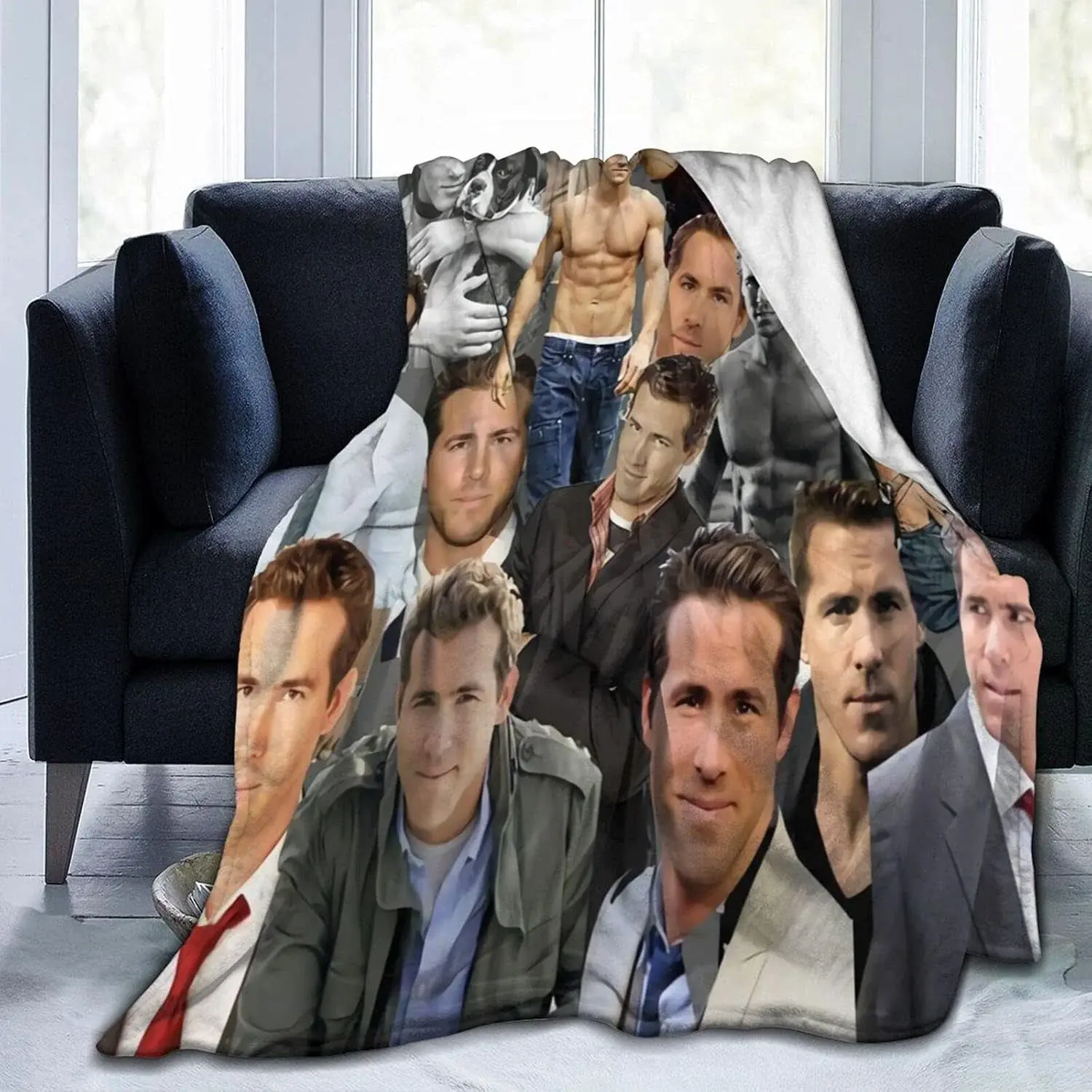 Ryan Reynolds Classic Geometric Print Velvet Fabric Blanket - Multi-Size (30x40in, 50x40in, 50x60in, 80x60in) - Wrinkle Resistant, Warmth Retentive, Super Soft, Cozy, Lightweight, Portable All-Seasons Blanket for Home, Camping (Adults), Watch Party