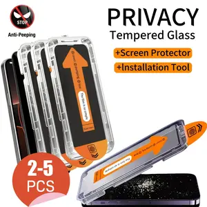 3pcs Full Cover Privacy Tempered Glass Smartphone Screen Protector For iPhone 17 Pro Max/17 Air/16 Pro Max/15 Pro17/16/15/14/13/12/11/16e/Plus/Mini/X/XR/XS Max/7/8 9H+ Hardness, Ultra HD, Anti-Scratch, Anti-Fingerprint, Easy to Install, Anti-Peeping