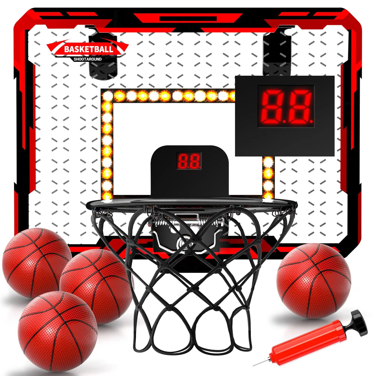 Mini Basketball Hoop, Indoor Basketball Hoop With Lighted Electronic Scoreboard And 4 Balls, Indoor Toy Christmas Gifts