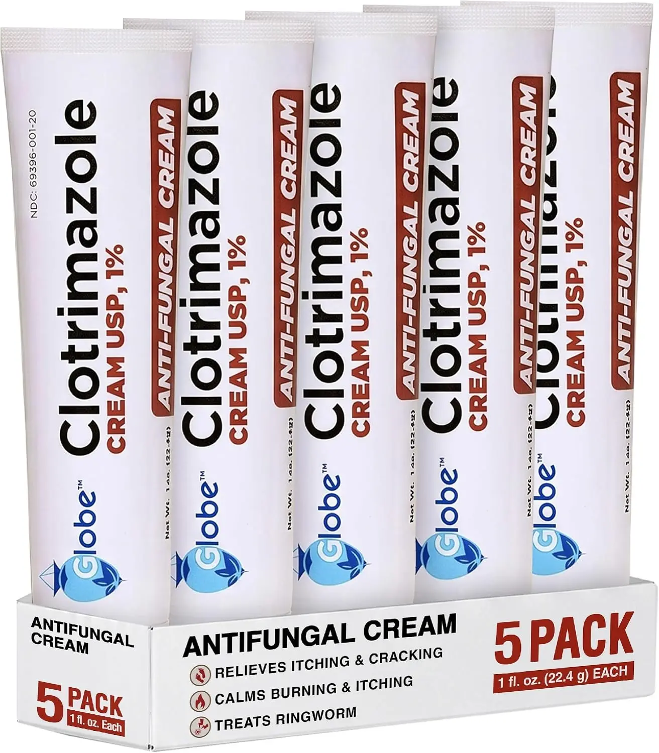 Globe Clotrimazole Antifungal treatment Cream for Cracking and Scaling Associated Athletes Foot,(Pack of 5)