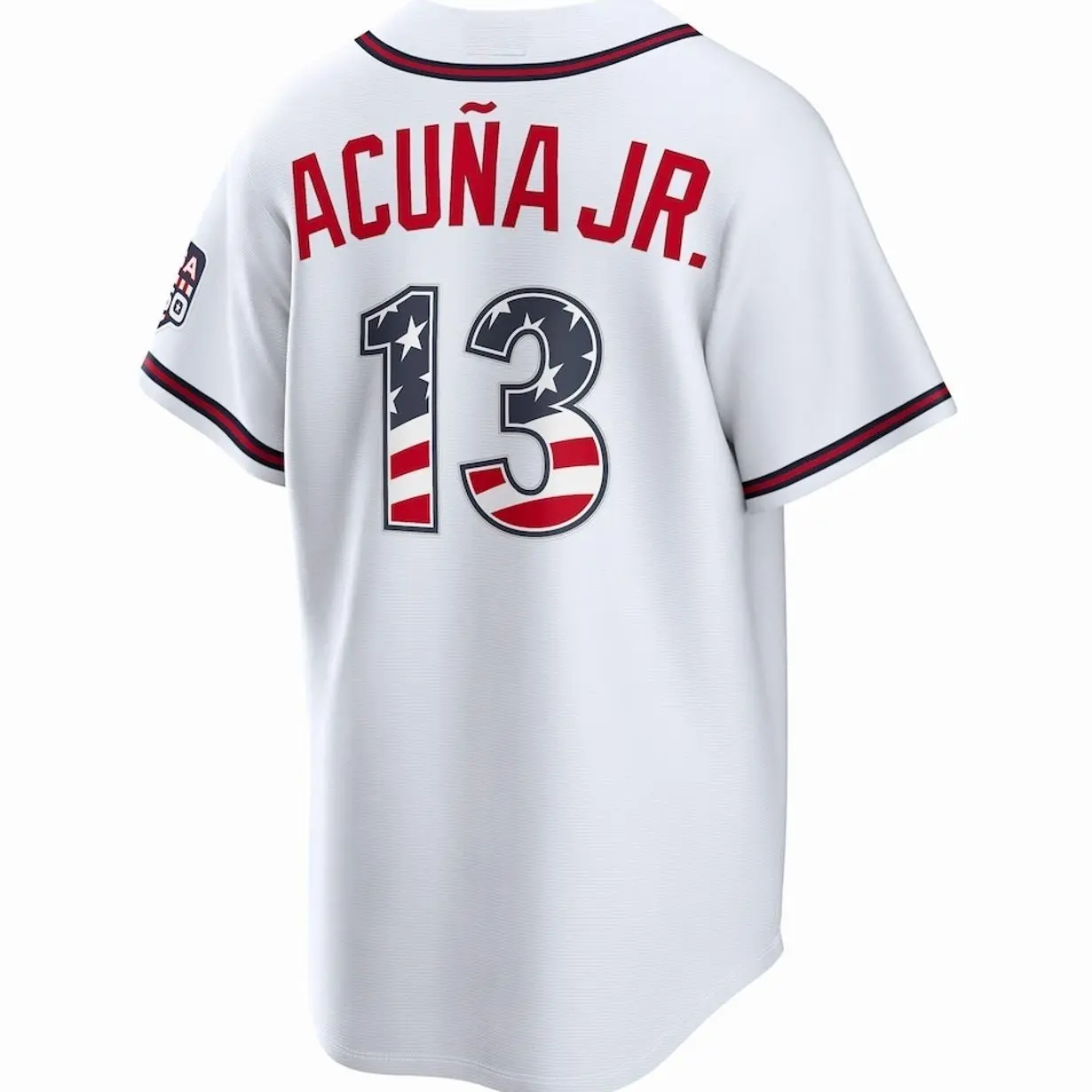 Unisex Baseball Atlanta USA 250 Stadium Jersey Acuña Jr. 13 2026 All-Star Edition Stars & Stripes Cream Stadium Jersey