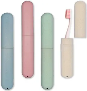 4 PCS Travel Toothbrush case with Ventilation Holes – Portable breathable Plastic Toothbrush Holders - Ideal for Travel, Camping, Trips, School, Home Pack Containers Cover