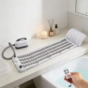 Portable Spa Bubble Bath Massager Full Body Waterproof Mat for Bathtub 6-Speed Adjustable with Remote Control Non-Slip Suction Cups for Home Relaxation  modern geometric waterdrop design Accessory Bathroom Black Set