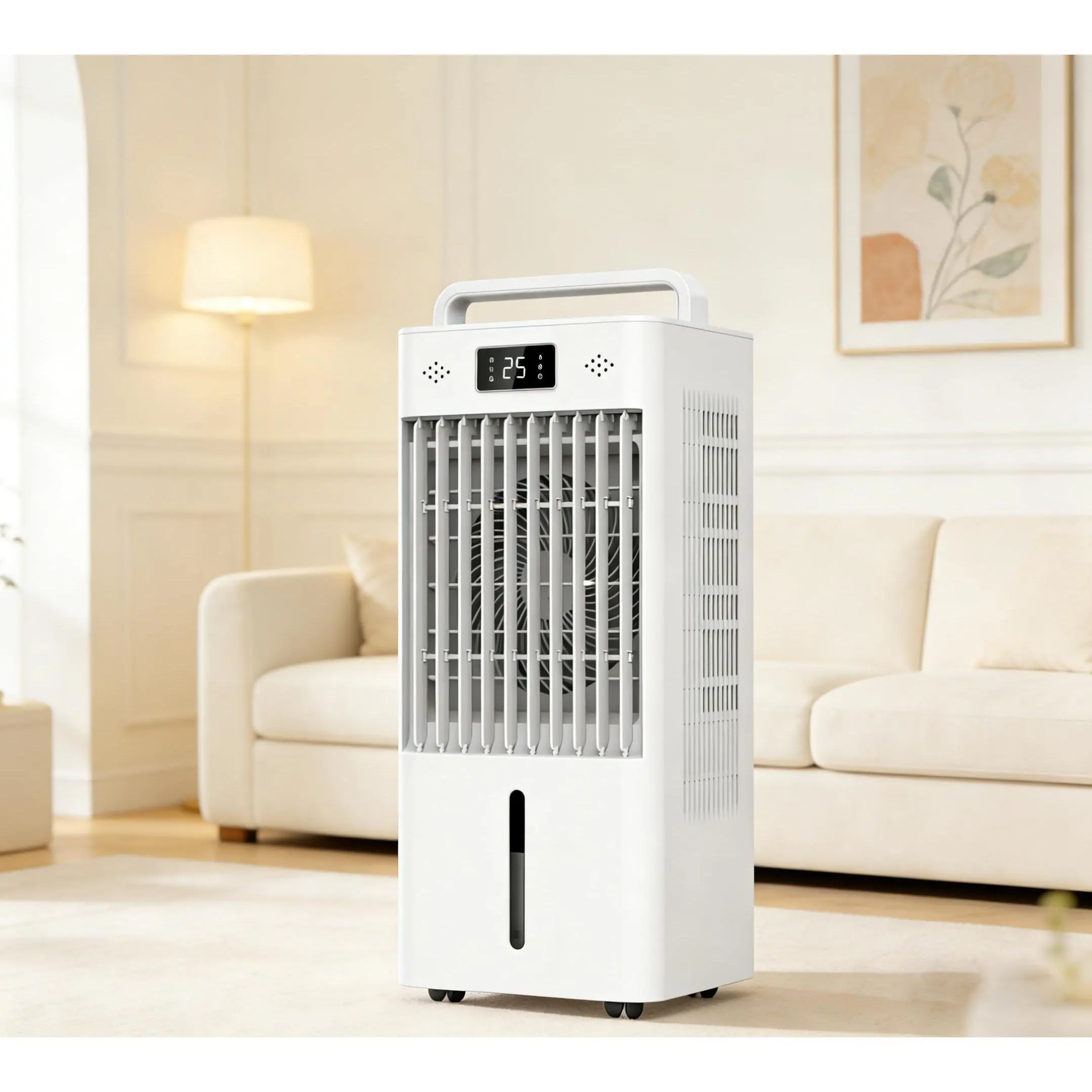Gaomon 2.6Gal Modern Portable Air Conditioner - 3-in-1 Swamp Cooler Fan with HEPA Filter, Remote Control, 6 Speeds, 3 Modes, Adjustable Cooling System, Ice Packs, Wheels for Bedroom, Office Cooling Solutions to Beat the Heat, 2.6 Gal Tank