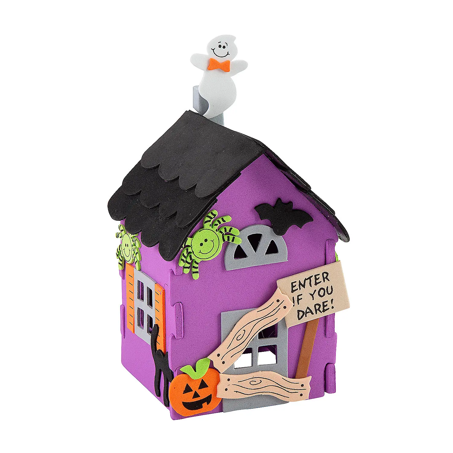 Halloween 3D Multicolored Haunted House Foam Craft Kit - 12-Pack Pre-Packed Self-Adhesive 4x6 in Foam Pieces, Handmade Gifts, Festive Party Home Decor Supplies