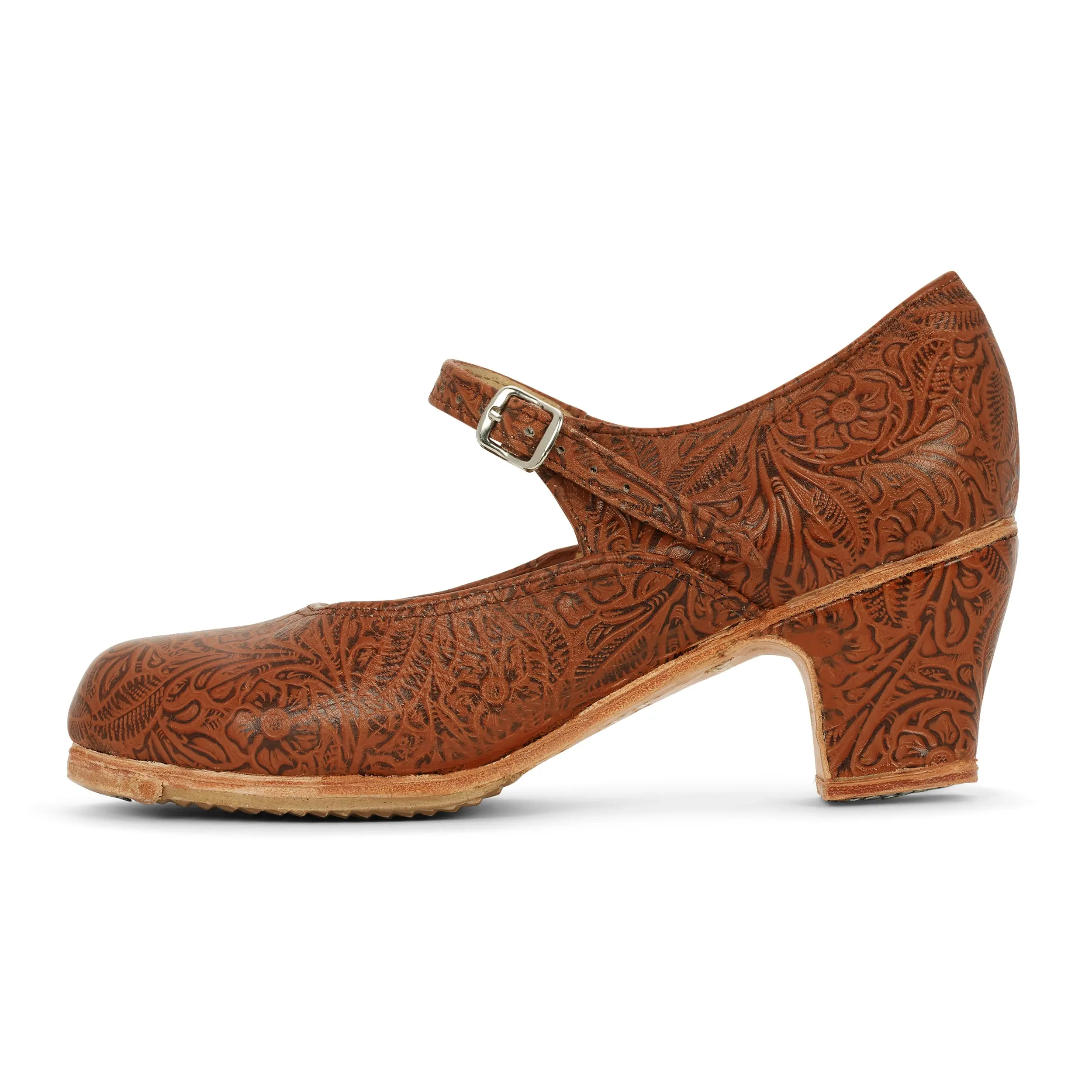 Folkicks Women's Folklorico Shoes with Nails, Leather, Embossed, 6cm Heel