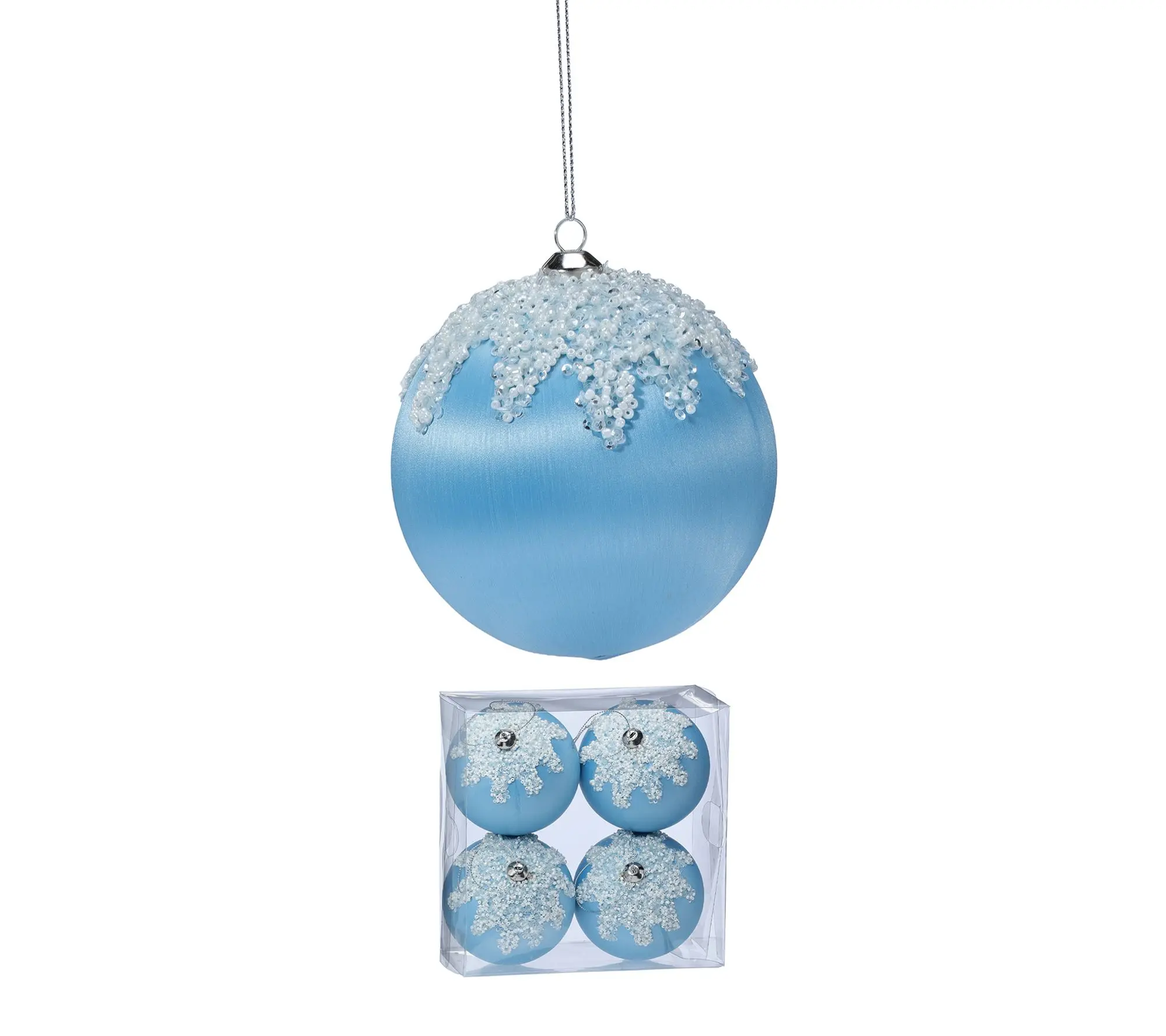 3.75" Satin Frosted Ball Ornament Box of 4 by Valerie