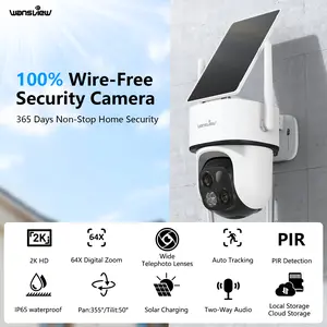 Wansview 2K 3MP Wireless Outdoor Solar Camera, Auto Tracking + Real-Time Alerts + Dual Lens (Wide & Telephoto), 64x Digital Zoom, 360° PTZ, Color Night Vision, PIR & Person/Motion Detection, SD/Cloud Storage(optional), Works with Alexa & Google Home