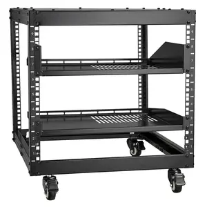 VEVOR 9U Open Frame Server Rack,  23''-40'' Adjustable Depth, Free Standing or Wall Mount Network Server Rack with 360° Casters, Heavy Duty 4 Post Holds All Your Networking IT Equipment AV Gear Router Organiser Shelf