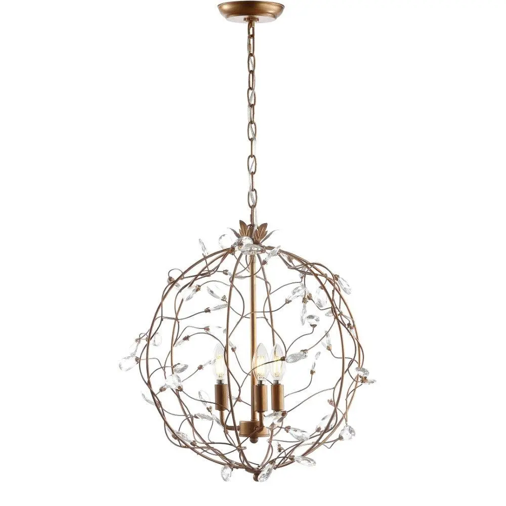 JONATHAN Y Magnolia Adjustable Iron Rustic Farmhouse LED Pendant - Adjustable Arms, Antique Style, Decorative Metal, Dorado Gold, Gold Accent Ceiling Lighting for Living Room, Kitchen, Adjustable Arms Ceiling Lighting