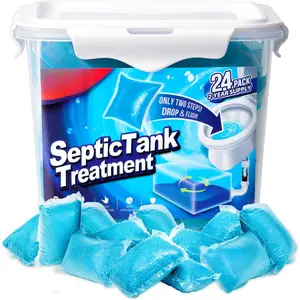Septic Tank  - 24 Packs for 2-Year Supply, Bucket-Packed Septic Tank  Packets, Dissolvable & Flushable Septic Tank  Enzymes with Easy Operation for Wastes & Odors