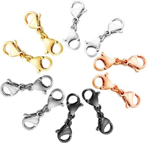 OHINGLT Double Lobster  Necklace Clasp Connector Bracelet Extension,Gold and Silver Lobster Claw Clasp Double Opening Jewelry Clasps for DIY Jewelry