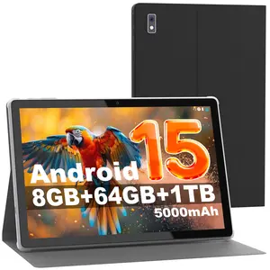 BYYBUO 10.1 Inch Android 15 Tablets with Case Pad, 8(3+5)GB+ 64GB, Quad-Core Android Tablet with IPS Screen