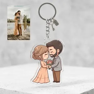 Custom Chibi Acrylic Keychain – Personalized Photo to Cartoon Keyring for Couples & Individuals, Idea Gift.