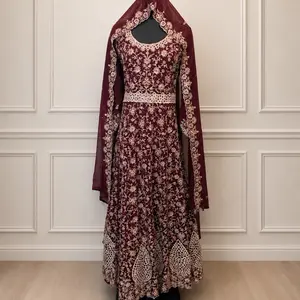 Women's Designer Heavy Embroidered  Anarkali Suit, Traditional Indian Wedding Clothes with Premium Fabric and Elegant Style Womenswear