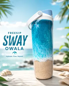 FREESIP SWAY OWALA | Beach Tumbler Ocean Wave Design Reusable Water Bottle Summer Coastal Style Cup