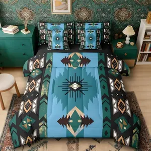 Feelyou 7-Piece Bedroom Bedding Set - Multi-Size Decorative, Machine-Washable Set with Bohemian, Western Southwestern, Aztec Tribal, Arrow, Retro Geometric Comforter and Sheets, Bohemian Bedding Set