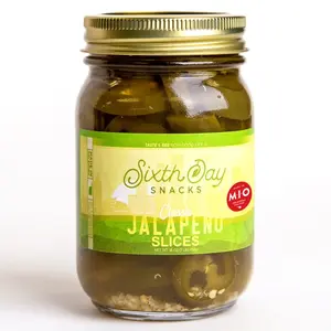 Sixth Day Snacks Pickled Jalapeño Slices (16 oz.) - Gluten Free, Fresh Ingredients, Vegan, and Low Sodium