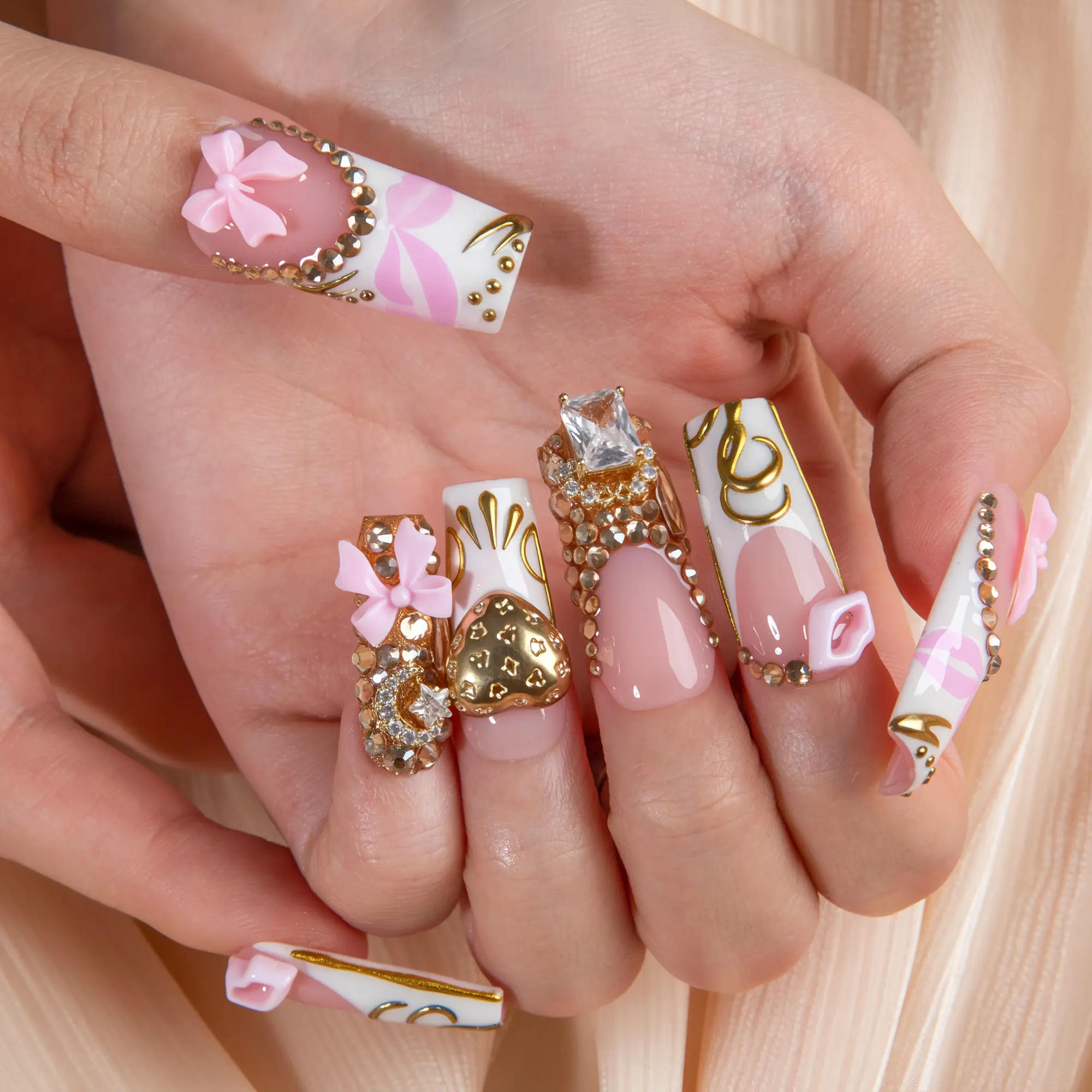 Lovful NEW DROP Collection Handmade Acrylic Press On Nails 10PCS Reusable Salon Quality 3D Flower Rhinestones for Flawless Long Lasting Look Manicure #DealsForYouDays