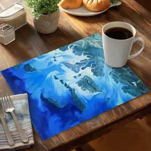 360 stand Kitchen Decorative Placemat - 14x18 in. Blue Sea Coastal Polyester, Coastal Theme, Mergui Islands Map Design, Vibrant Print, CPPM141852CJNT