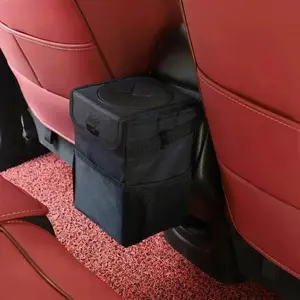 Waterproof Car Trash Can with Lid and Storage Bag, Leak-Proof Polyester Fiber Material, Multifunctional Hanging Garbage Bag, Car Organizer, Car Trash Bags