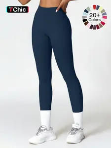 Women's High Waisted Sports Leggings, Sports Bottoms, Solid Color Skinny Pants, High Stretch Yoga Leggings, Ladies Sportswear for Indoor Outdoor Wear, Yoga Pants Women