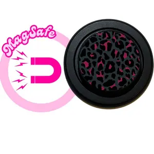 New!! MagSafe Pink Leopard Phone Grip - Stylish Design for Smartphones and Cellphones Black