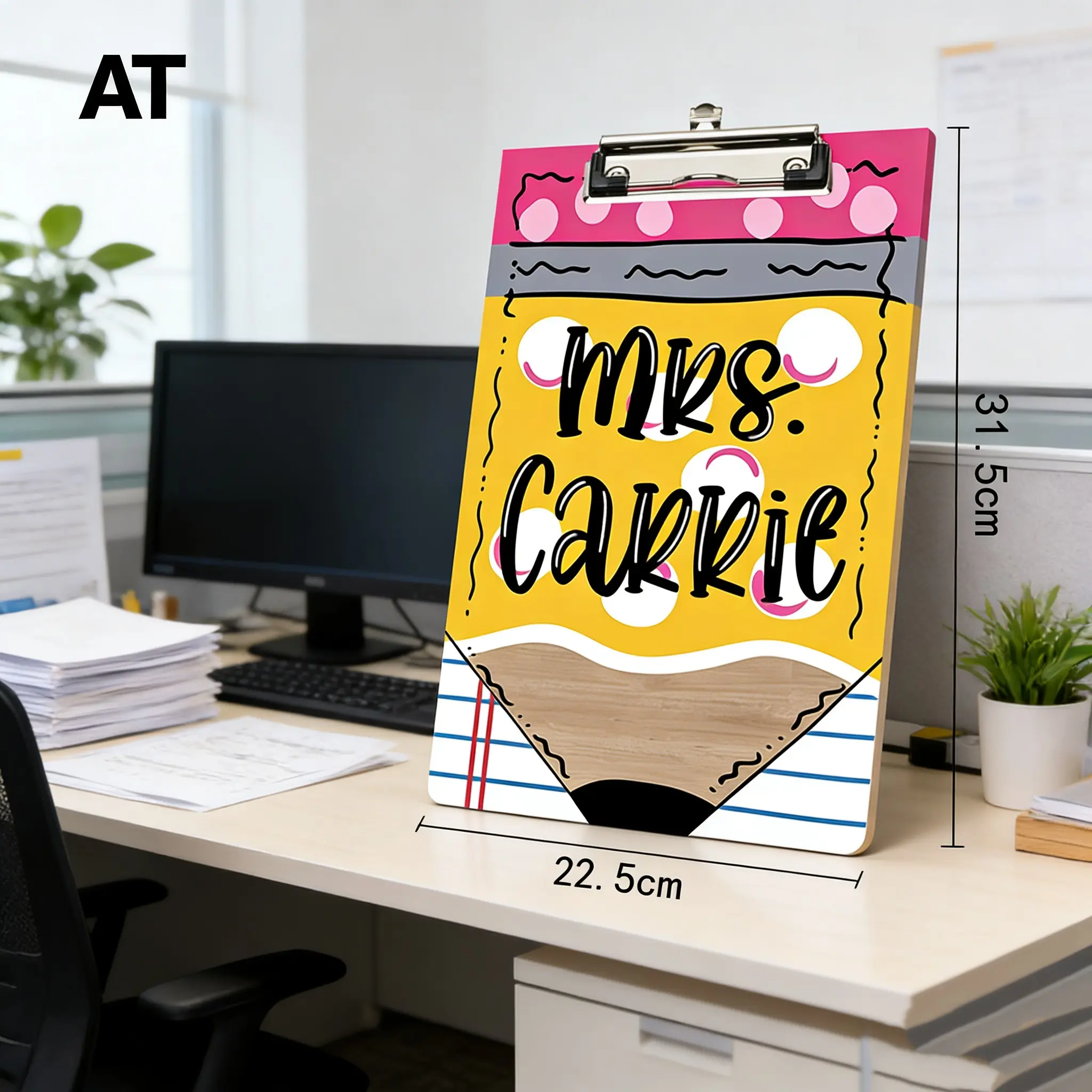 Teacher Custom Pencil Shaped Writing Board, Creative Design Compact Size Stationery Holder, Organization, Suitable for Teachers Office, Office Use and Classroom Record Keeping, Versatile Usage