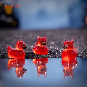 6 Piece Devil Duck Resin Figurine Set, Cute Collectible Figurines, Charming DIY Micro Landscape Decor for Home, Office, Car Interior & Festive Parties