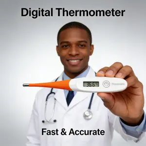 Digital Thermometer, Oral Thermometer for Healthcare Use - Underarm, Rectal Application, Memory Recall, Fever Alarm, C/F Switchable, Fast Accurate Reading for All Ages