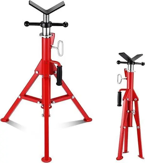 【Christmas Gift】V-Head Pipe Jack Stand with 2500 Lbs Heavy-Duty Steel, Folding Legs, 28-52 Inch Adjustable Height, for Welding, Automotive and Construction Projects