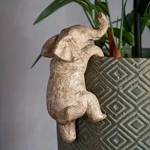1pc, Hanging Flower Pot Elephant Elephant Lover Gift Home Balcony Garden Animal Decoration Sculpture Sculptural Planter Flower Pot Decoration, Hanging Plant Pot, Room Decoration, Aesthetic Room Decor, Bedroom Decor, Home Decoration, House Decor