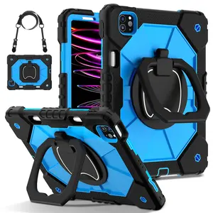 Military-Grade Shockproof Case, Tablet Protective Cover for iPad (A16) 11th 2025 11" , Compatible with  iPad Air 8th M4 2026 / iPad Pro M5 / iPad Mini - Rotating Stand with Screen Protector, Pencil Holder & Shoulder Strap - Heavy Duty Drop-Proof Cover