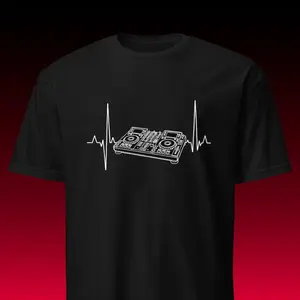 Men's electronic dance music (EDM) and DJ culture, symbolizing music as a heartbeat Graphic T-Shirt - Short Sleeve Crew Neck Regular Fit Casual Wear | Soft & Breathable Fabric, Durable Print, Everyday Comfort, Machine Washable, minimalist graphic design